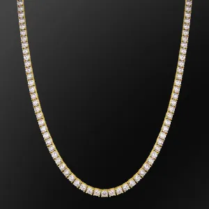 5mm 14K Gold CZ Diamond Mens Tennis Chain Necklace KRKC