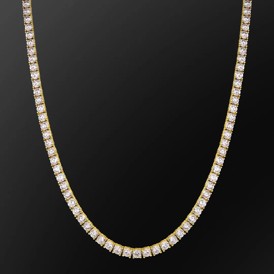 5mm 14K Gold CZ Diamond Mens Tennis Chain Necklace KRKC