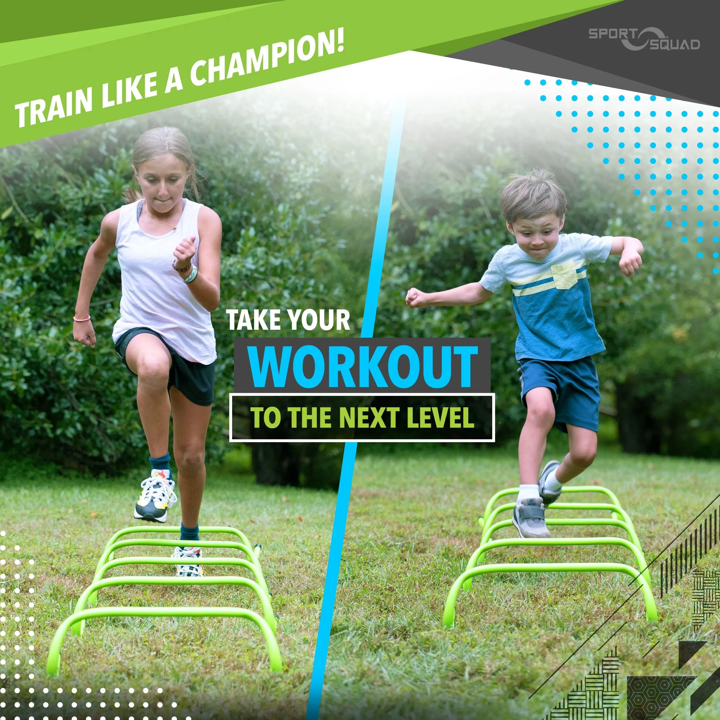 6" Speed and Agility Hurdles, PVC, 5Ct Plyometric Training Hurdles, 4.1 Lbs, Green