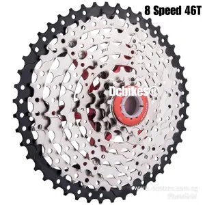 8 Speed 11T - 46T Wide Ratio MTB Silver Cassette