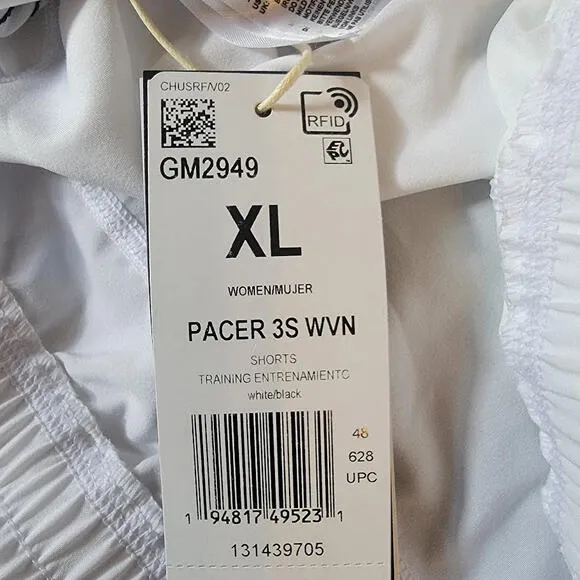 Adidas Pacer 3-Stripes Woven Shorts Training Athletic White/Black Size XL NWT