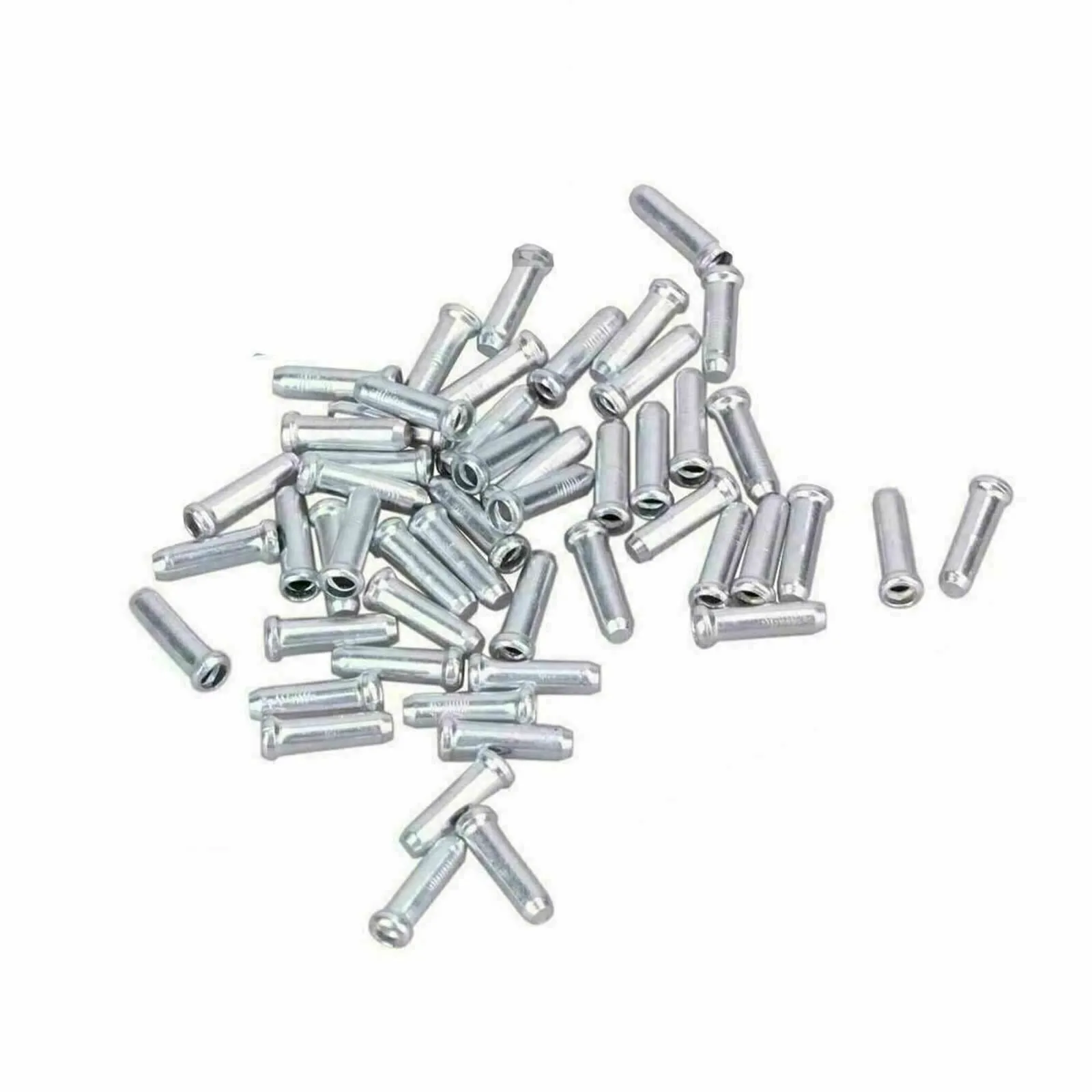 Aluminum Bicycle Cable End Caps for Brakes and Derailleurs - 10pcs, silver