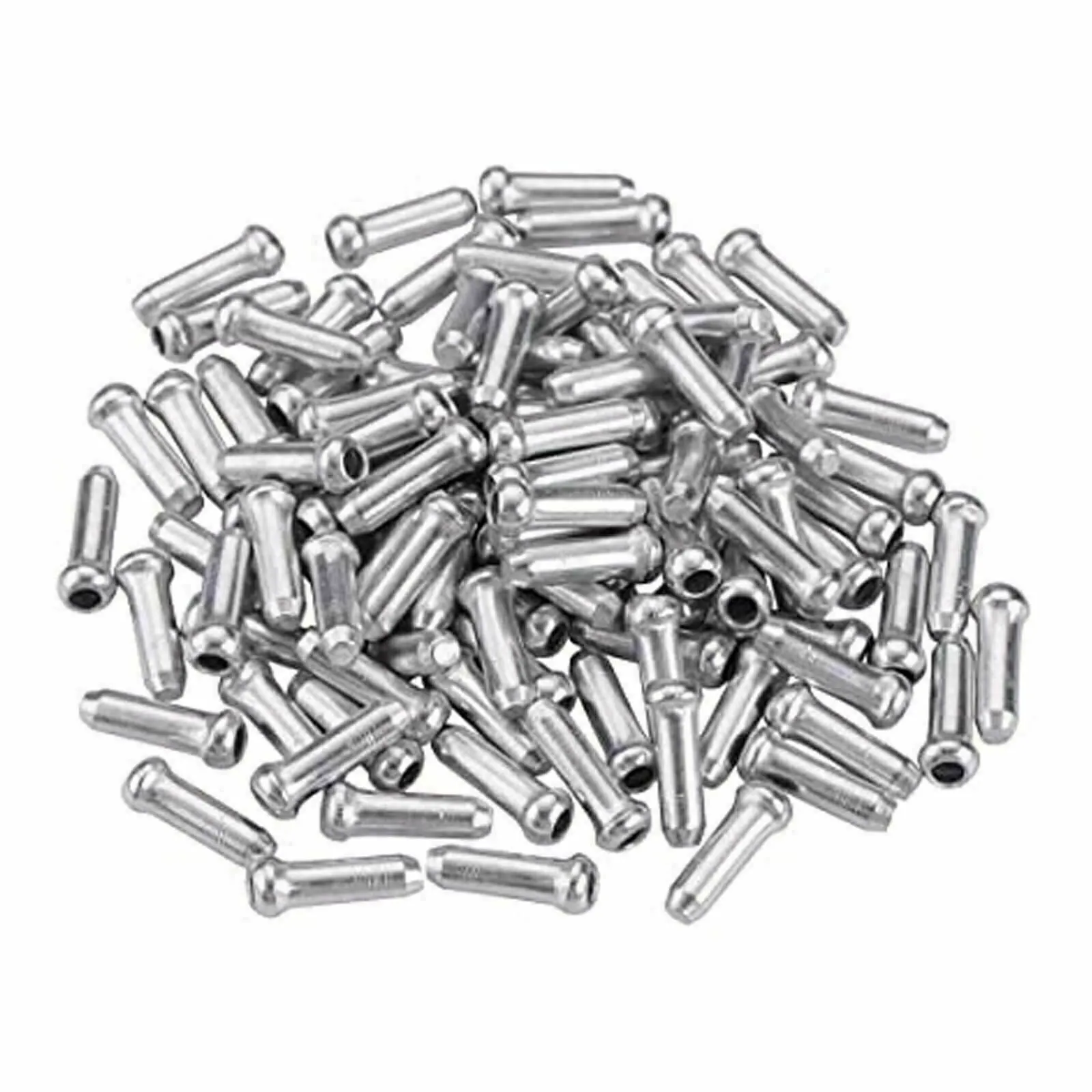 Aluminum Bicycle Cable End Caps for Brakes and Derailleurs - 10pcs, silver