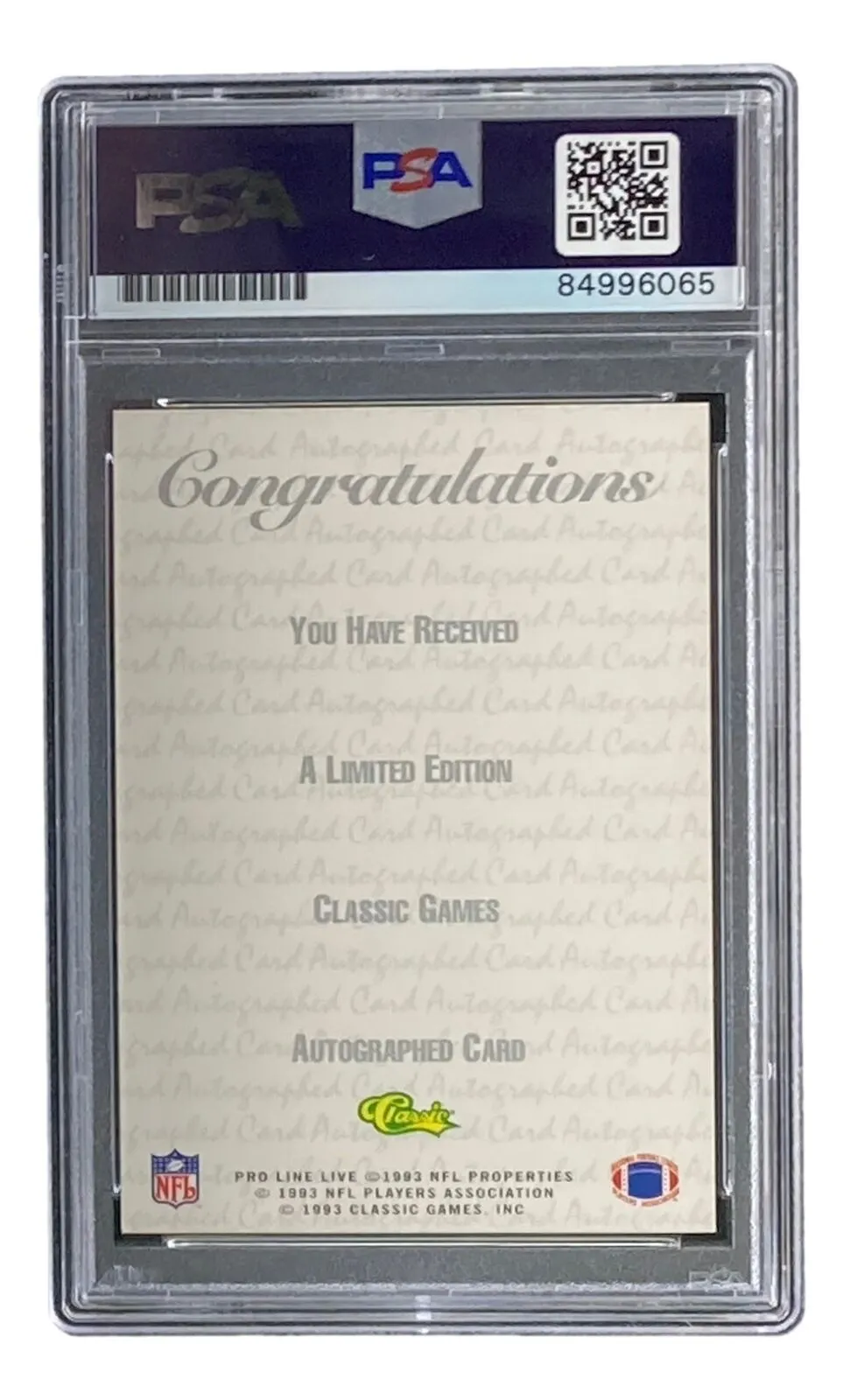 Andre Reed Signed 1993 Classic Games Trading Card PSA/DNA