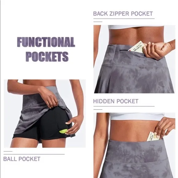 BALEAF • Pleated Tie Dye Tennis Skort