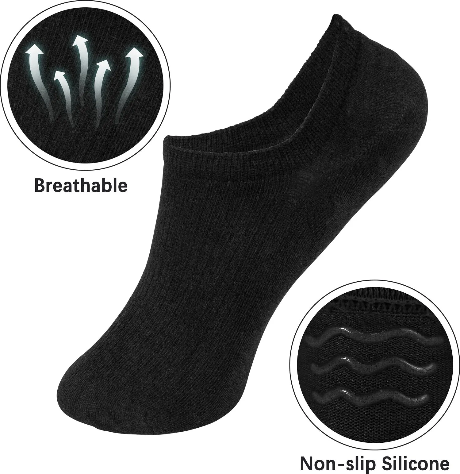 BenSorts Women No Show Socks Low Cut Non Slip Thin Invisible Liner Socks 6 Pairs
