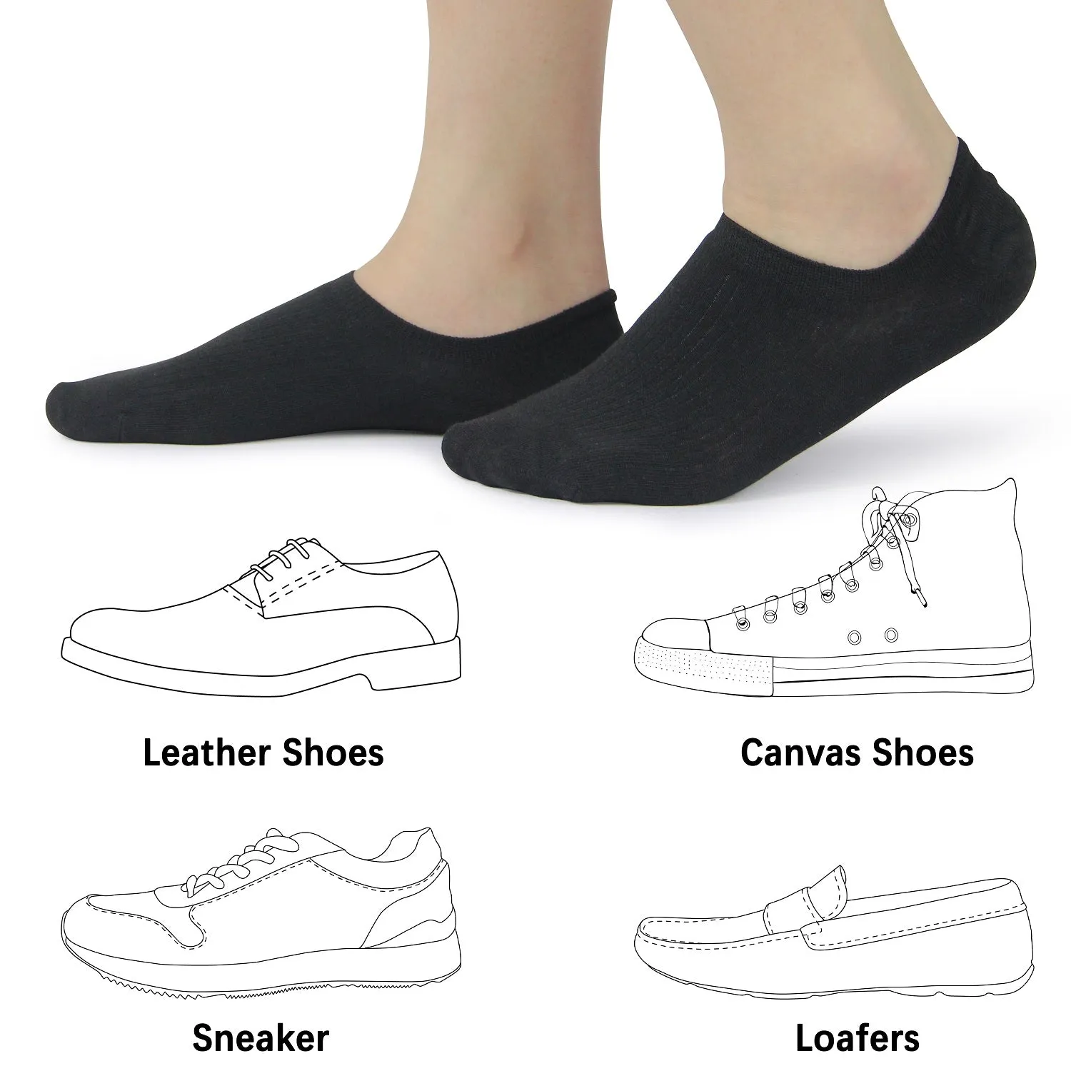 BenSorts Women No Show Socks Low Cut Non Slip Thin Invisible Liner Socks 6 Pairs