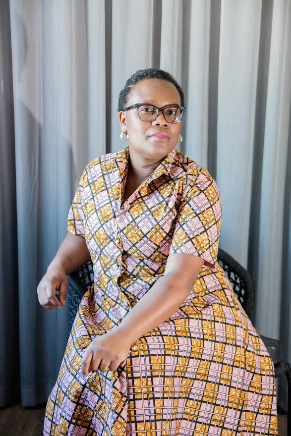Calabar Dress - Shirt Dress in Pink and brown