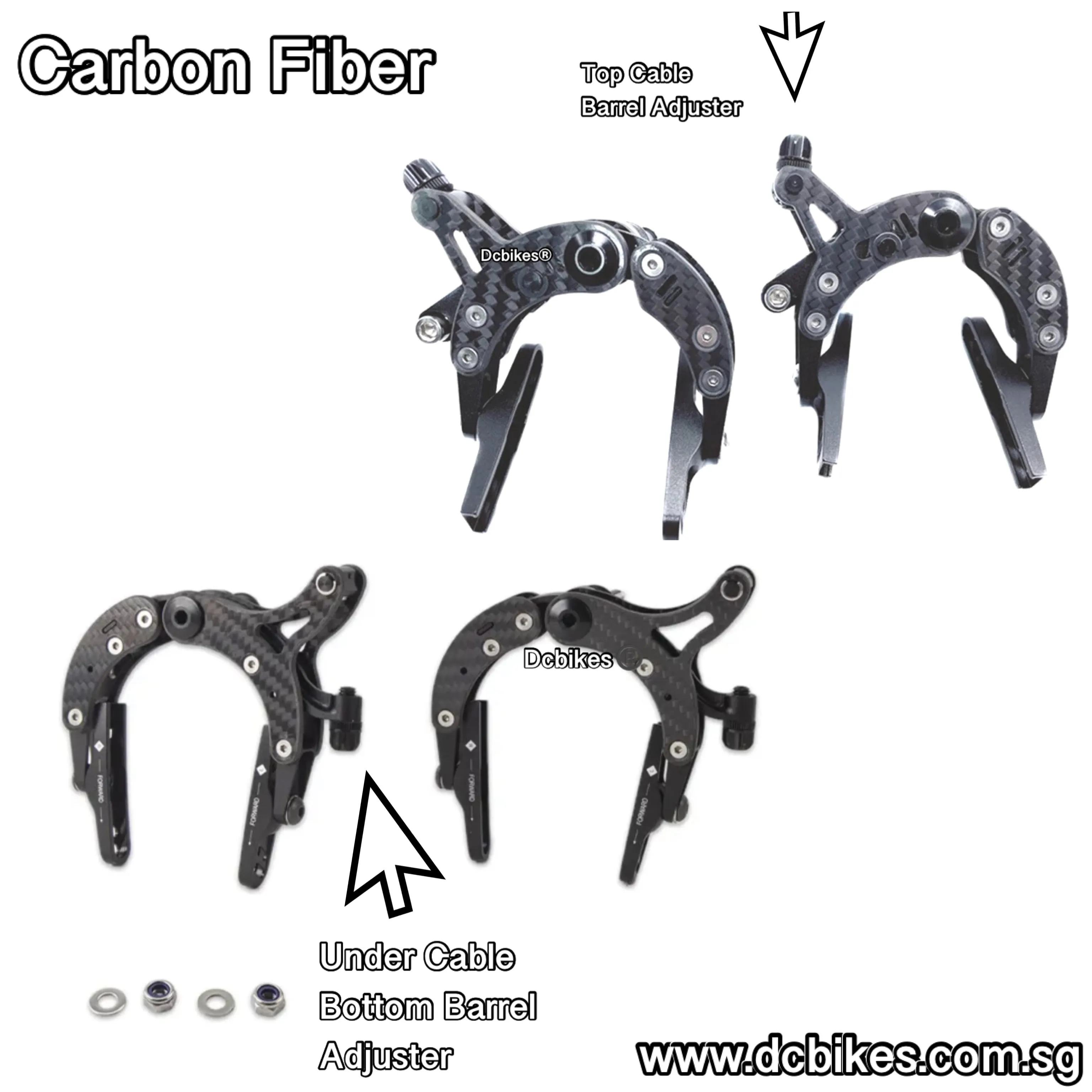 Carbon Fiber Folding/Road Bike Front/Rear Dual Pull Pivot C Brake Calipers 158g