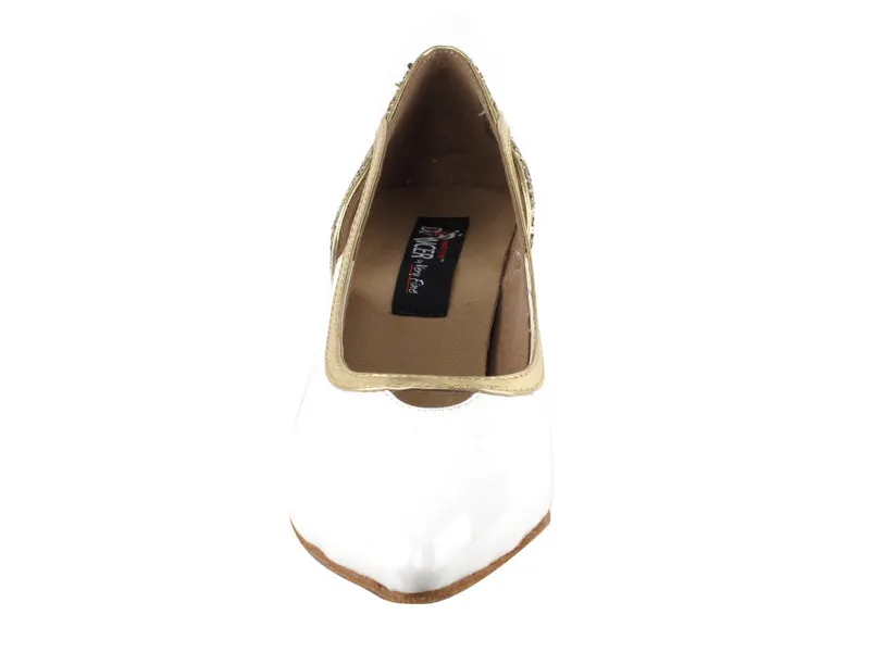 CD5503 Gold Sparkle & White Patent