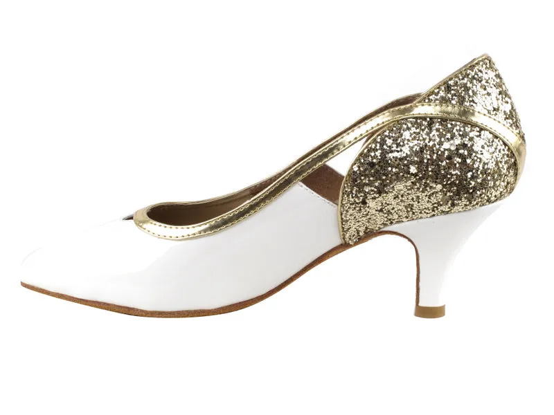 CD5503 Gold Sparkle & White Patent