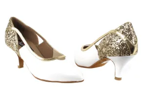CD5503 Gold Sparkle & White Patent