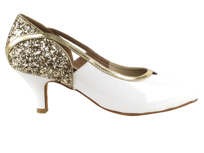 CD5503 Gold Sparkle & White Patent