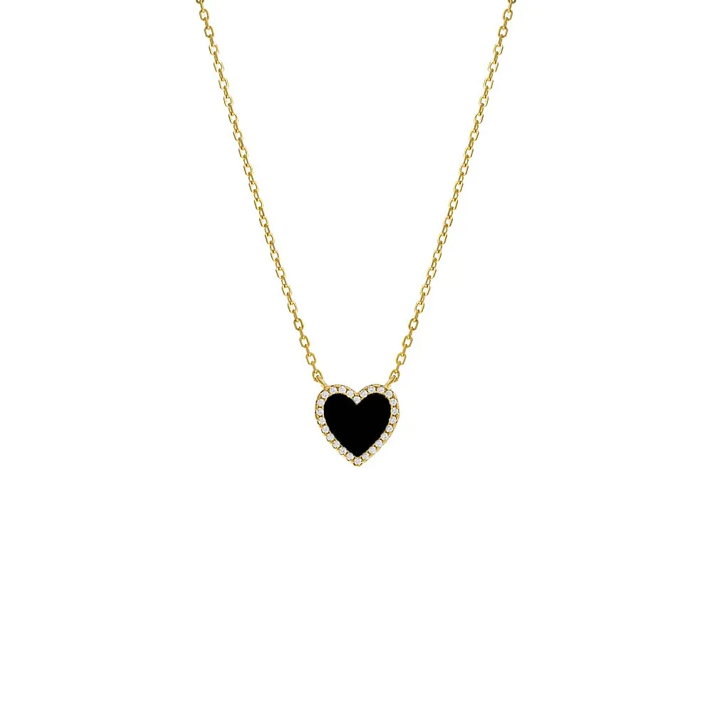 Colored Stone Pavé Heart Necklace