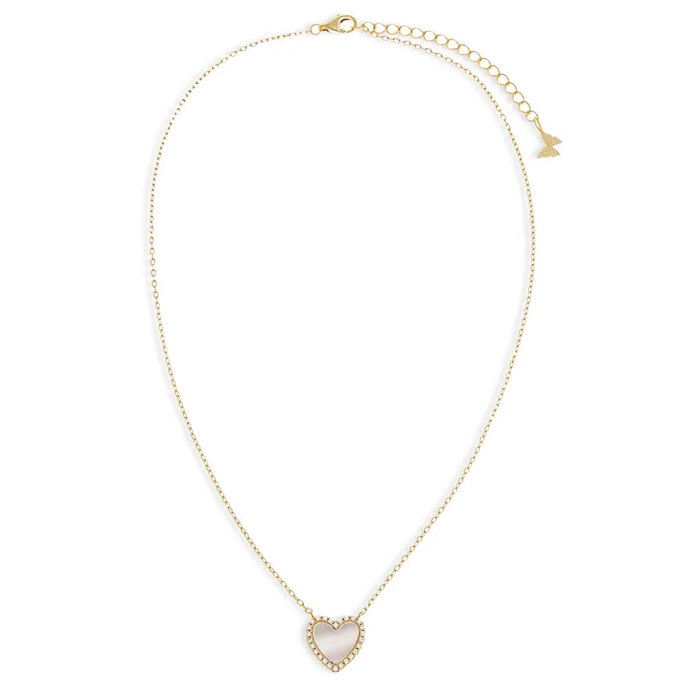 Colored Stone Pavé Heart Necklace