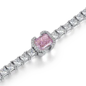 Crushed Ice Emerald Cut Tennis Bracelet - Fancy Light Pink