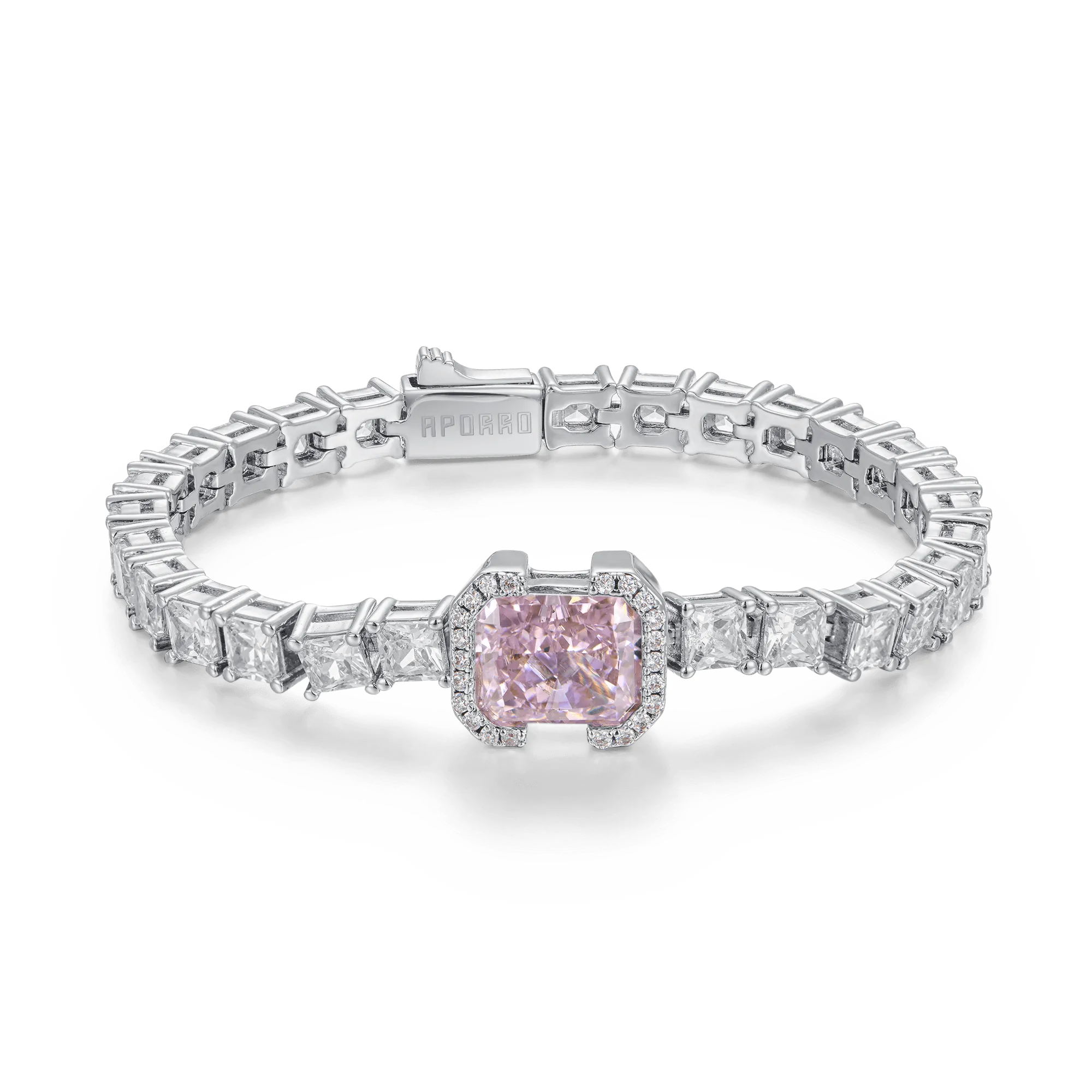 Crushed Ice Emerald Cut Tennis Bracelet - Fancy Light Pink