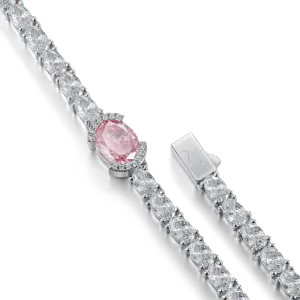 Crushed Ice Oval Tennis Necklace - Fancy Light Pink