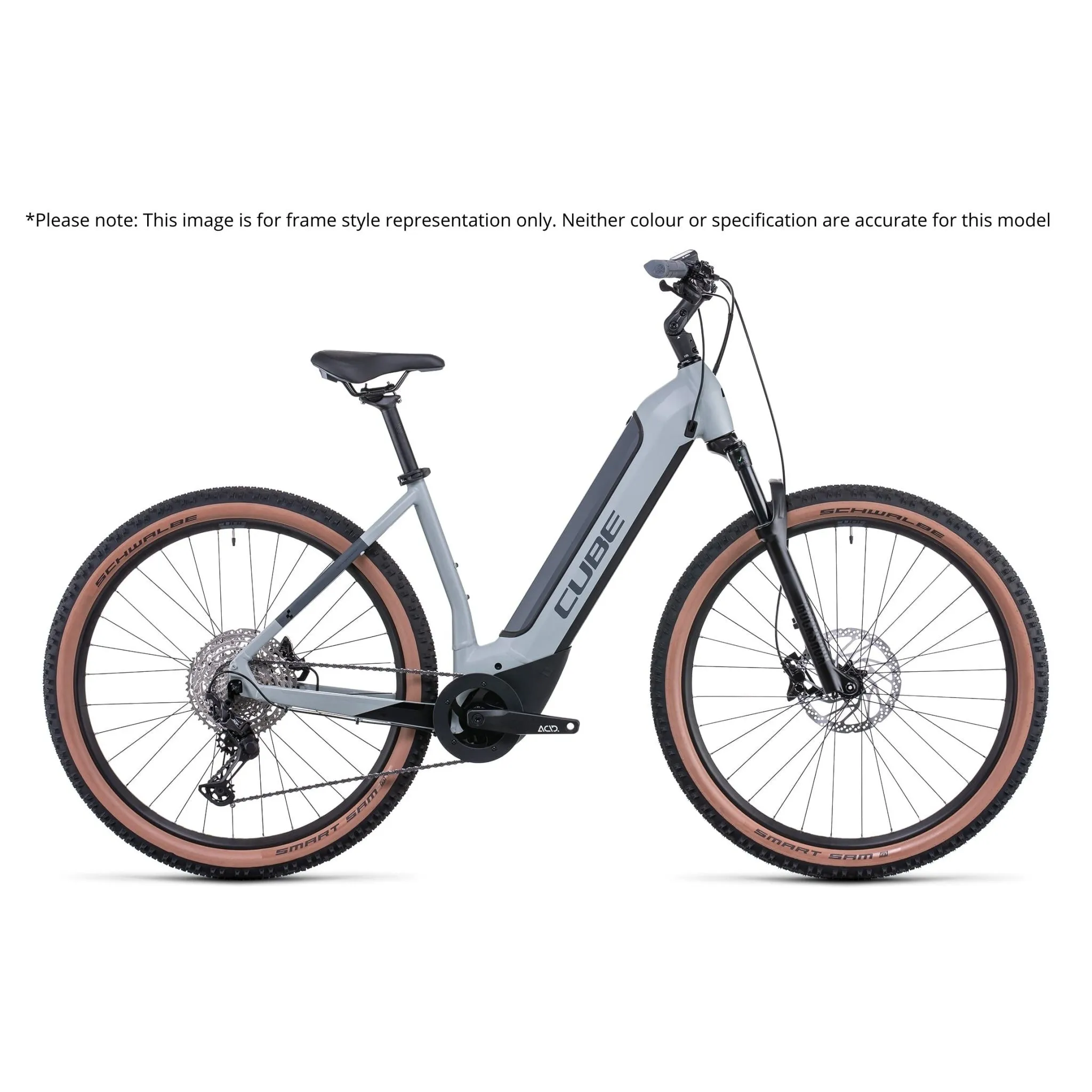 Cube Reaction Hybrid Pro Electric Mountain Bike Easy Entry Prisma Grey 'n' Red 625Wh Battery