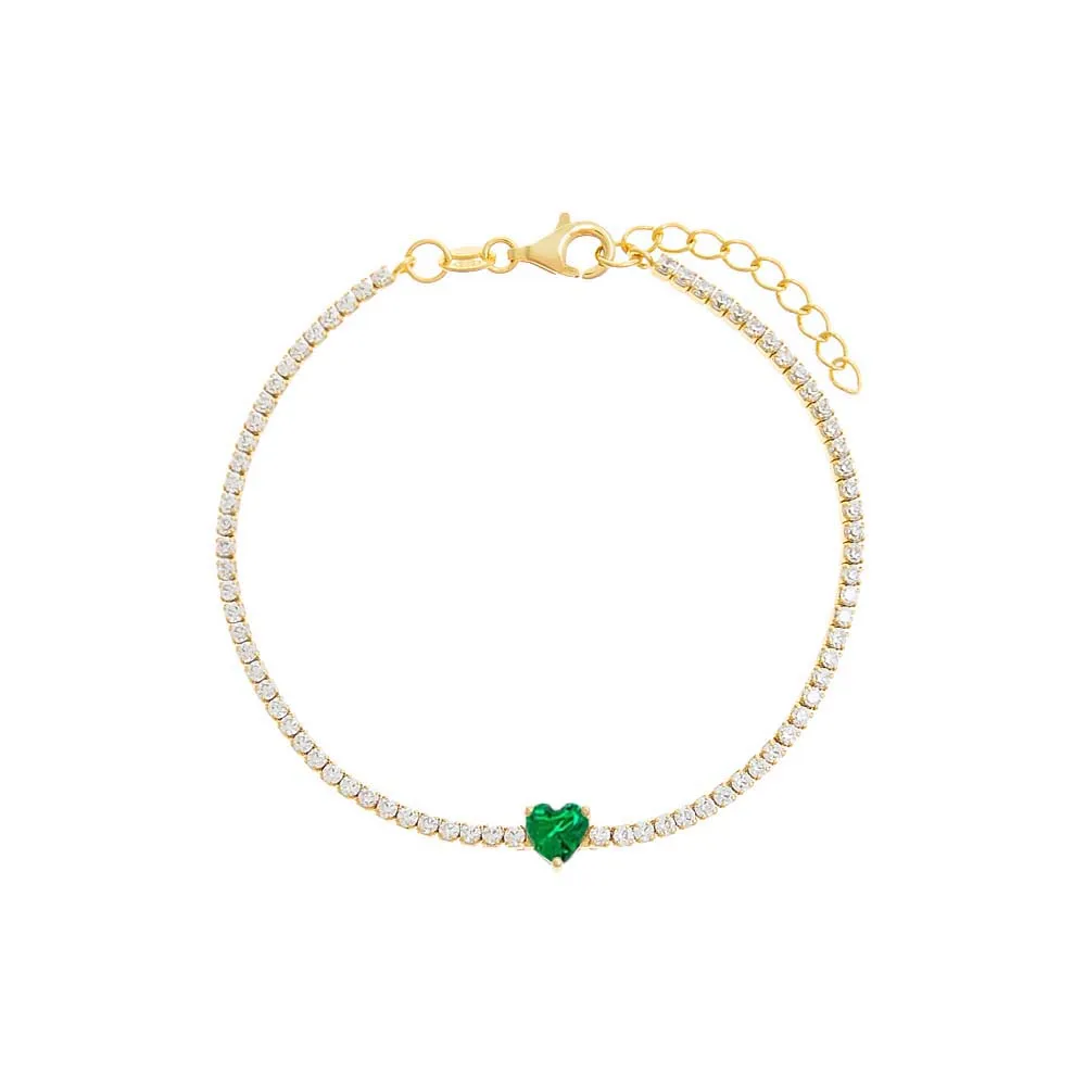 CZ Heart Stone Tennis Bracelet