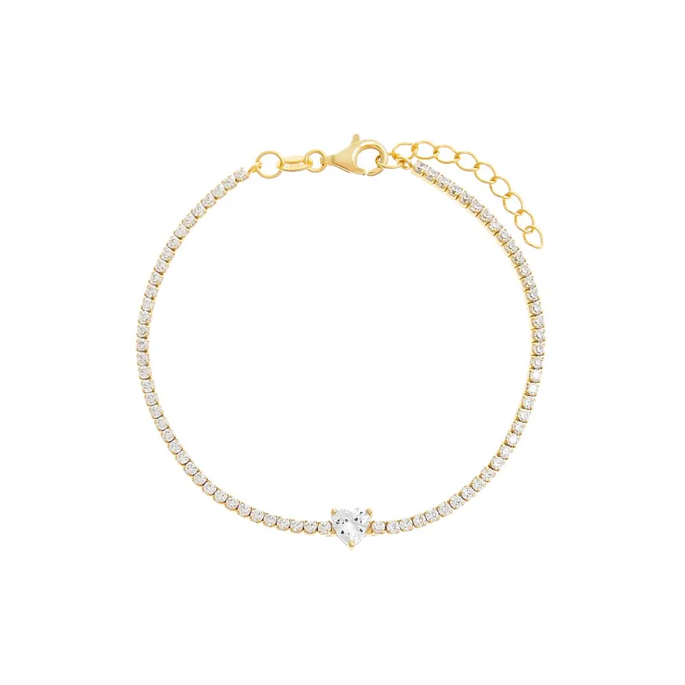 CZ Heart Stone Tennis Bracelet