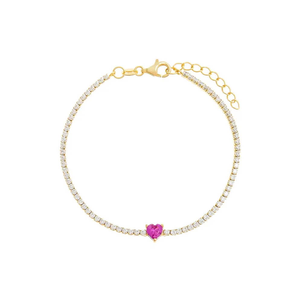 CZ Heart Stone Tennis Bracelet