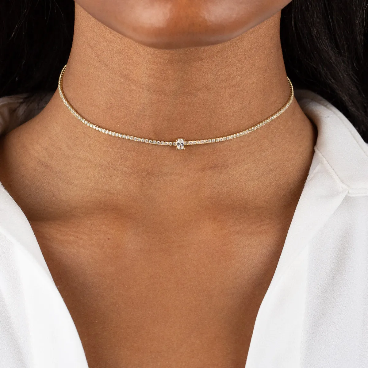 CZ Oval Tennis Choker