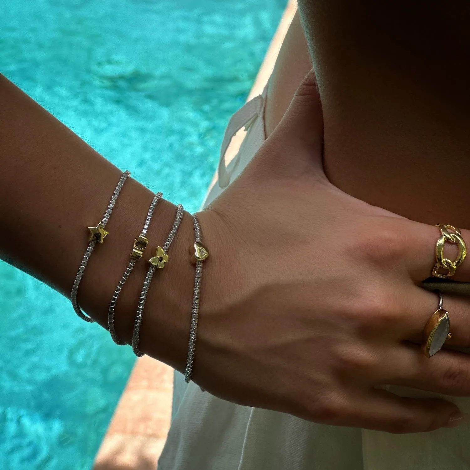 Gold Butterfly Diamond Tennis Bracelet