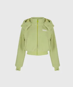 KANDINI Teddy Fleece Hooded Jumper - Light Green