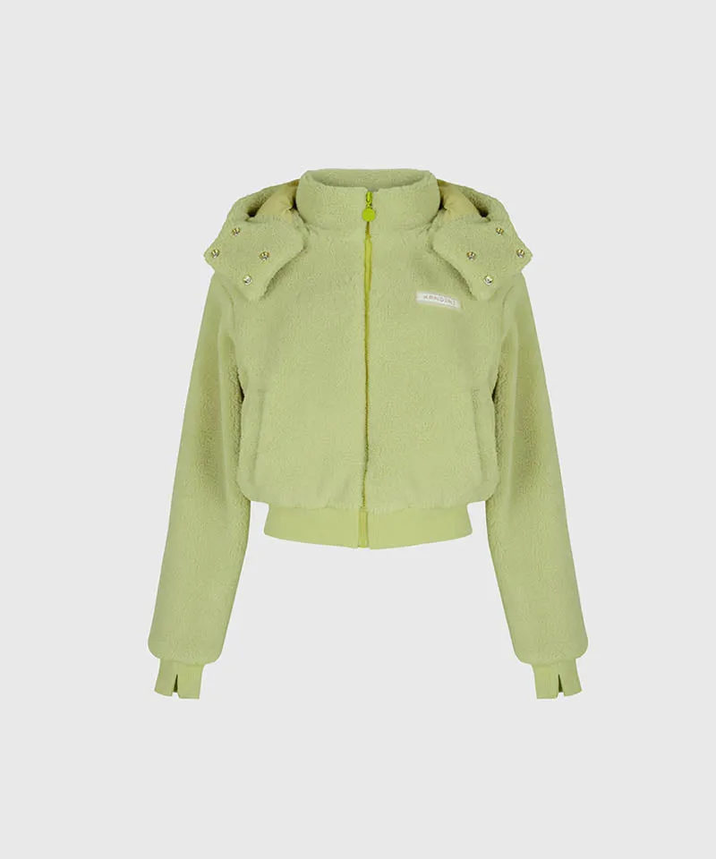KANDINI Teddy Fleece Hooded Jumper - Light Green