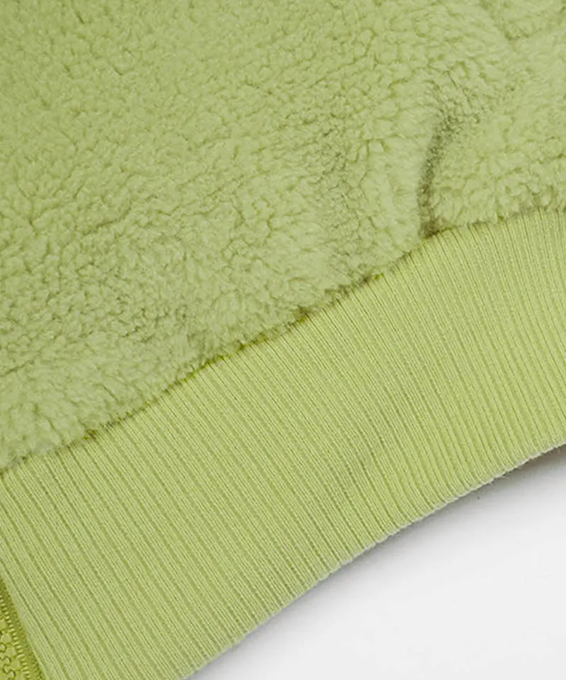 KANDINI Teddy Fleece Hooded Jumper - Light Green