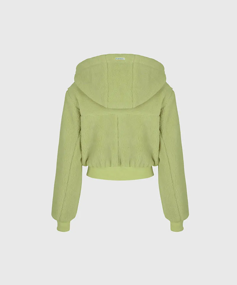 KANDINI Teddy Fleece Hooded Jumper - Light Green