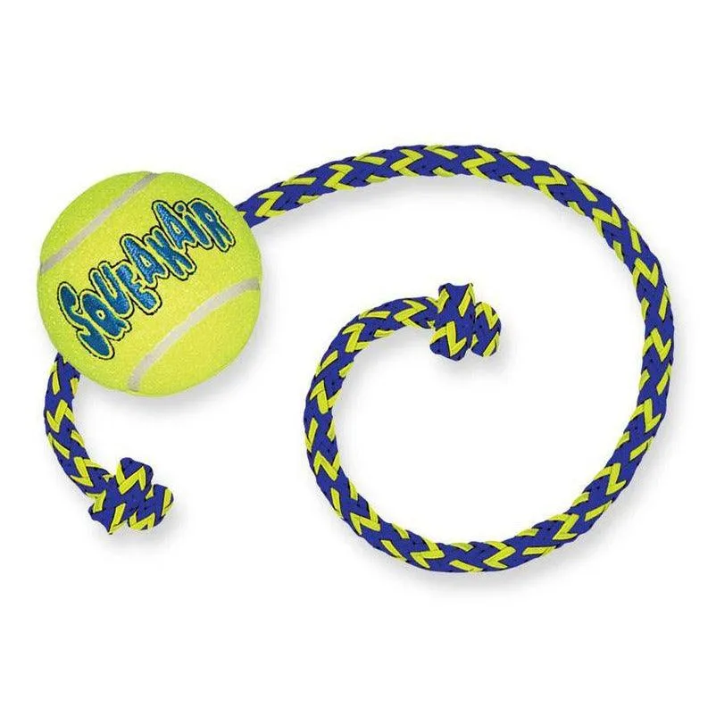 KONG SqueakAir Tennis Ball with Rope Dog Toy