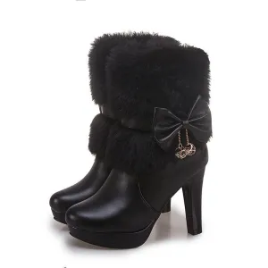 Lucy - Thick Heel Mid Length Woman's Snow Boots