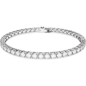 Matrix Tennis bracelet, Round cut, XL, White, Rhodium plated 5660917