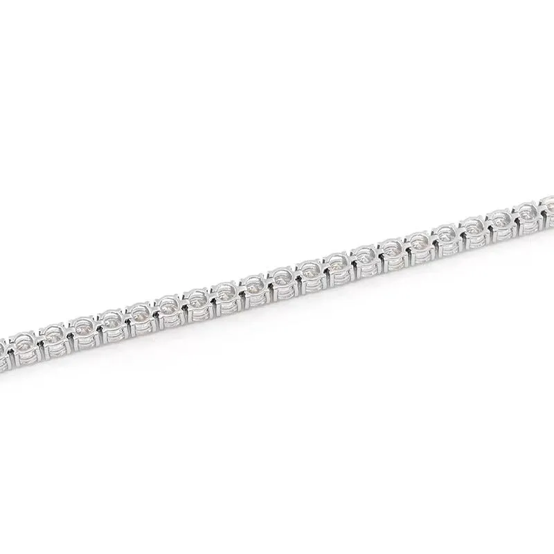 Moissanite Diamond 925 Sterling Silver Tennis Chain in White Gold - All Sizes