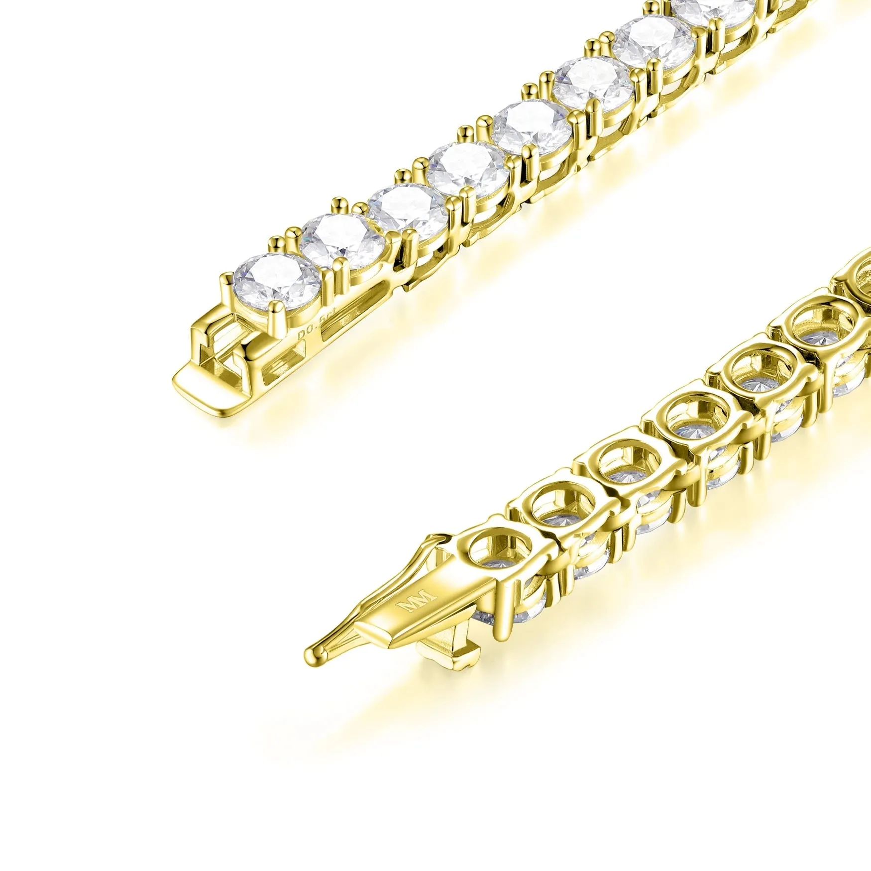 Moissanite S925 Silver Tennis Chain in 14K Gold - 6.5mm