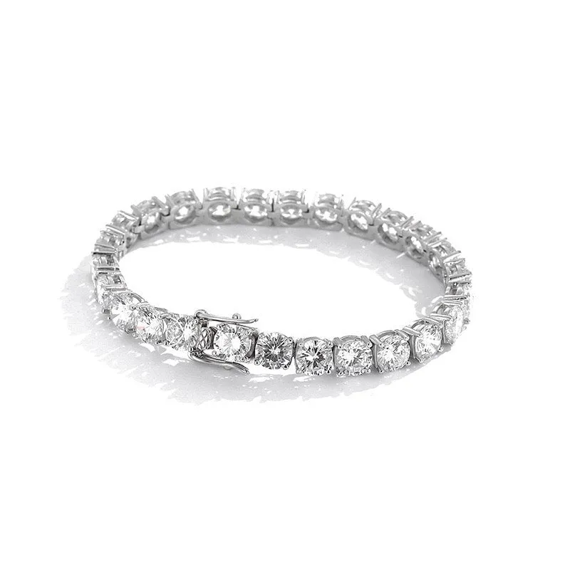 Moissanite Tennis Chain Bracelet 925 Silver in White Gold - 6.5mm