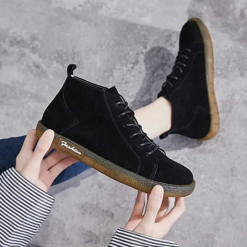 Mori Retro High-Top Frosted Leather Women's Shoes