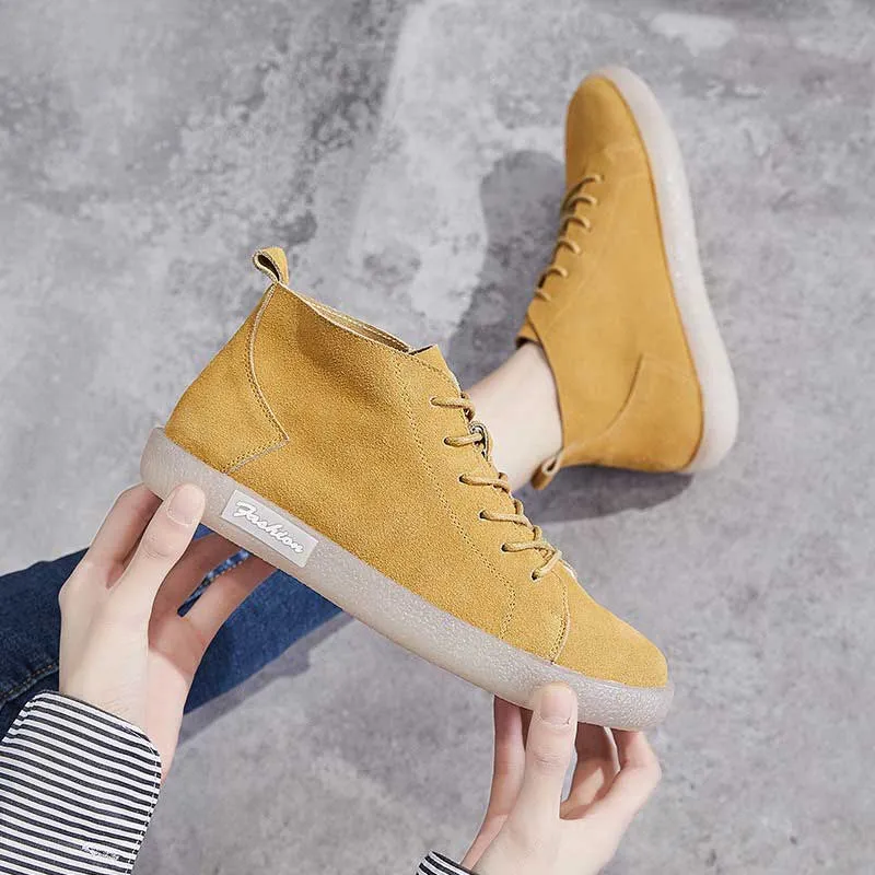 Mori Retro High-Top Frosted Leather Women's Shoes