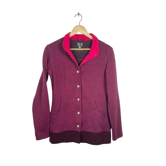 Mountain Hardwear Sarafin Wool Blend Button Cardigan in Magenta Size M