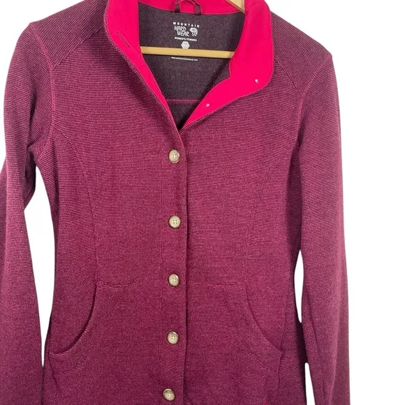 Mountain Hardwear Sarafin Wool Blend Button Cardigan in Magenta Size M