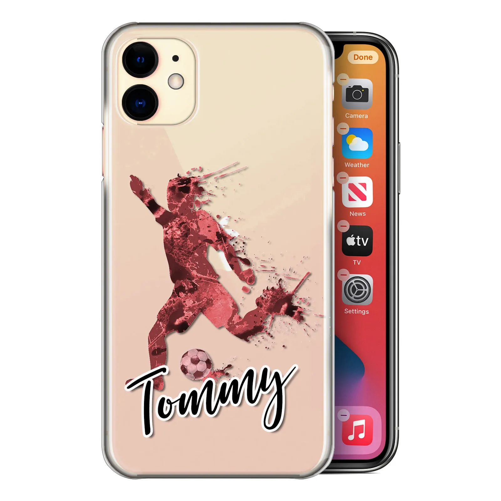 Personalised OnePlus Phone Hard Case - Classic Red Football Star with White Outlined Text