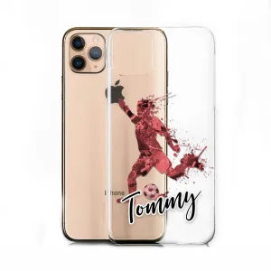 Personalised OnePlus Phone Hard Case - Classic Red Football Star with White Outlined Text
