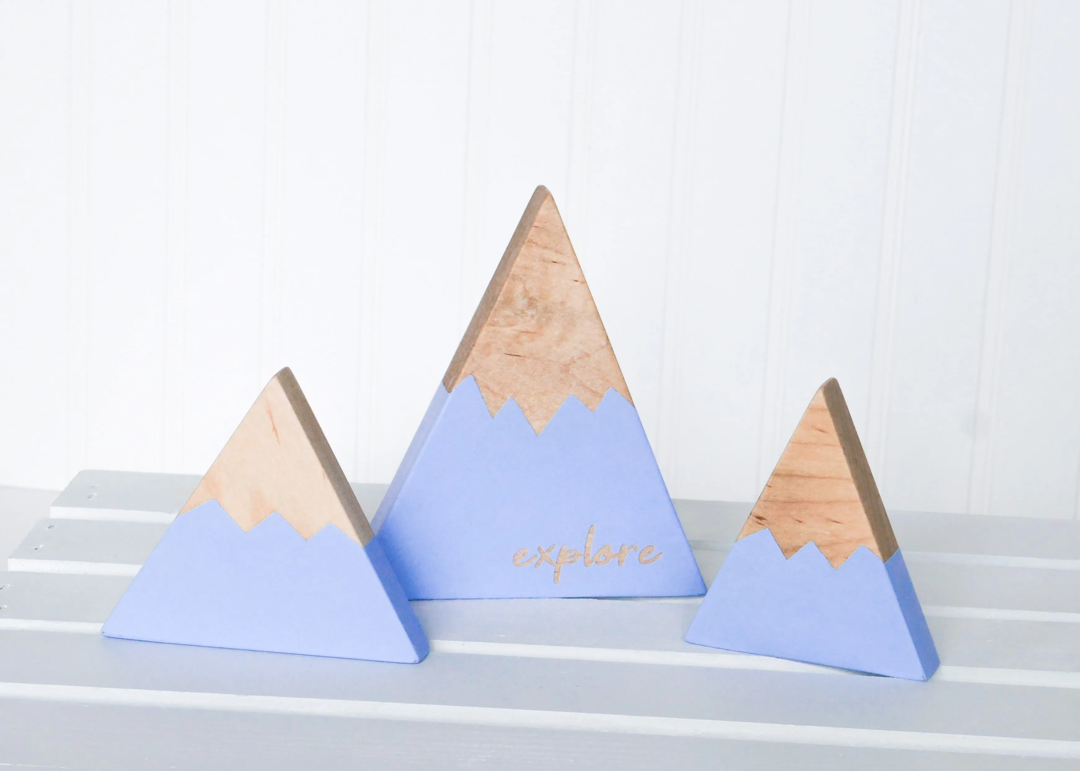 "Explore" Wooden Mountain - Periwinkle Blue