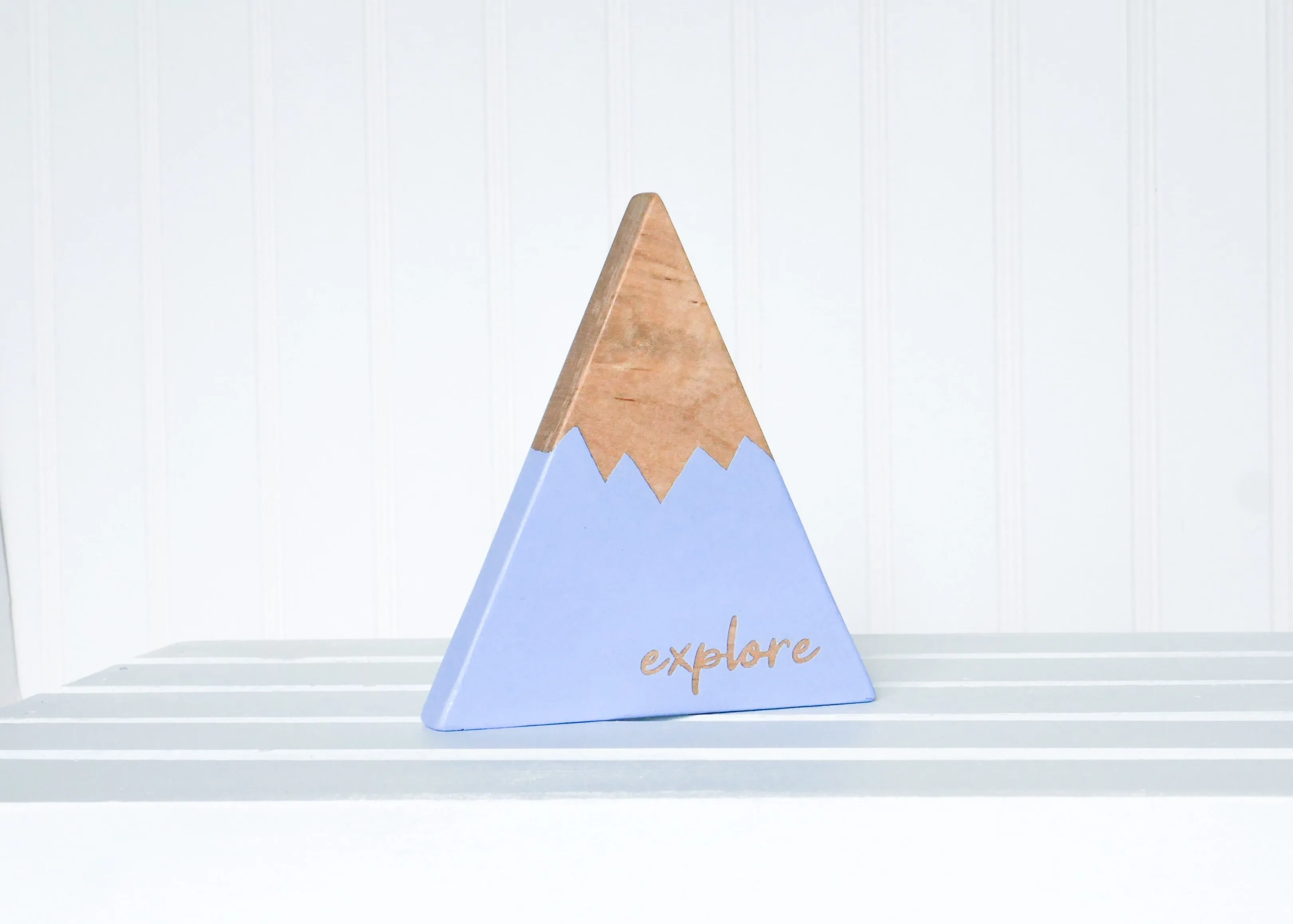 "Explore" Wooden Mountain - Periwinkle Blue