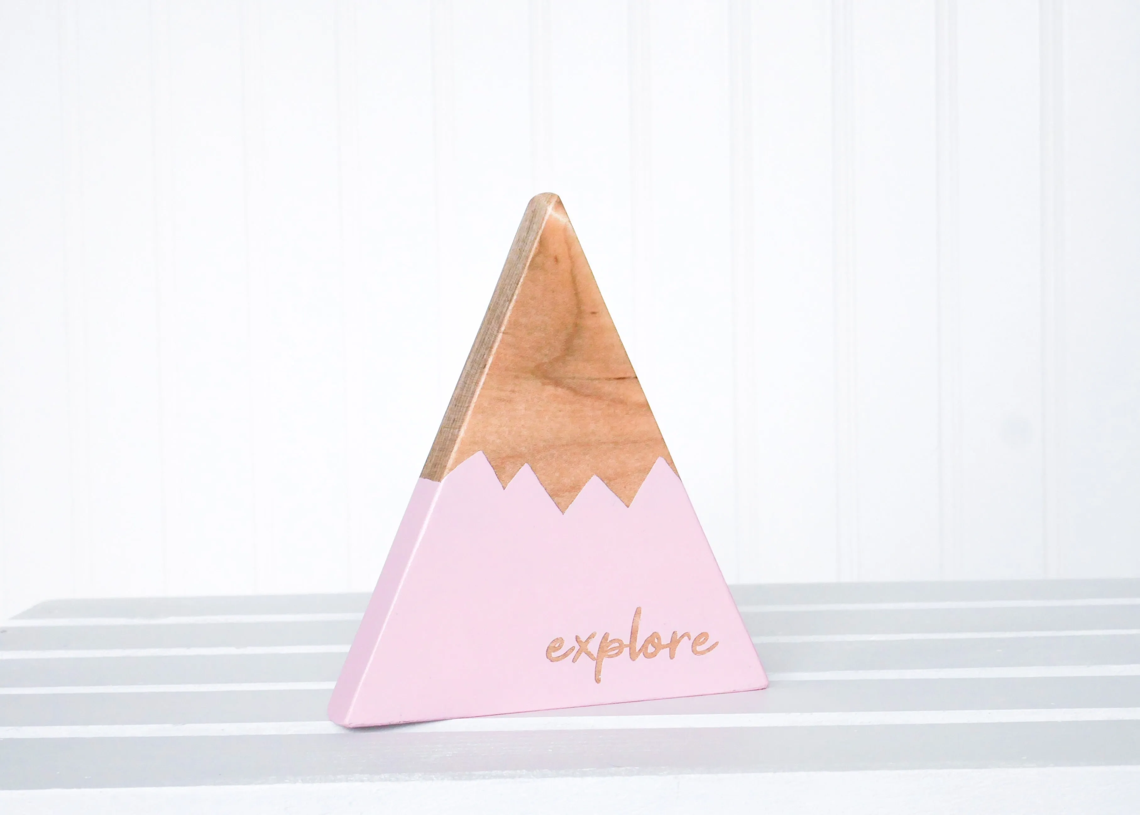 "Explore" Wooden Mountain - Pink