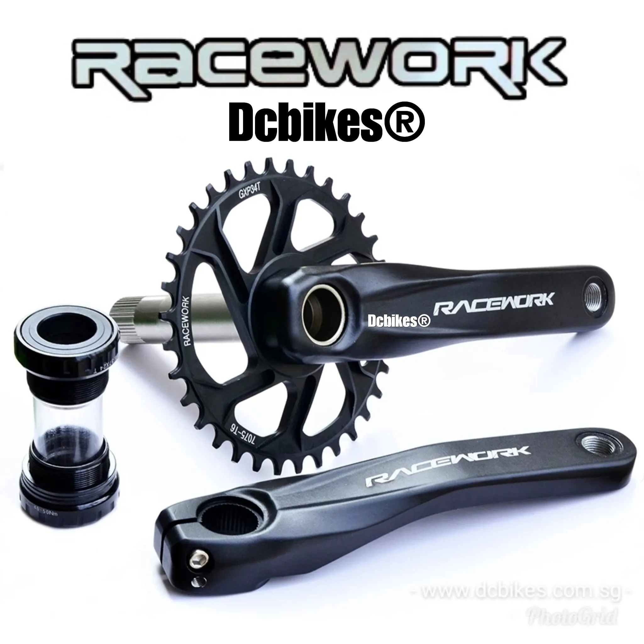 Racework Hollowtech Direct Mount Crank   32T | 34T | 36T | 38T 6mm Chain Ring 6mm Offset   BB Crankset