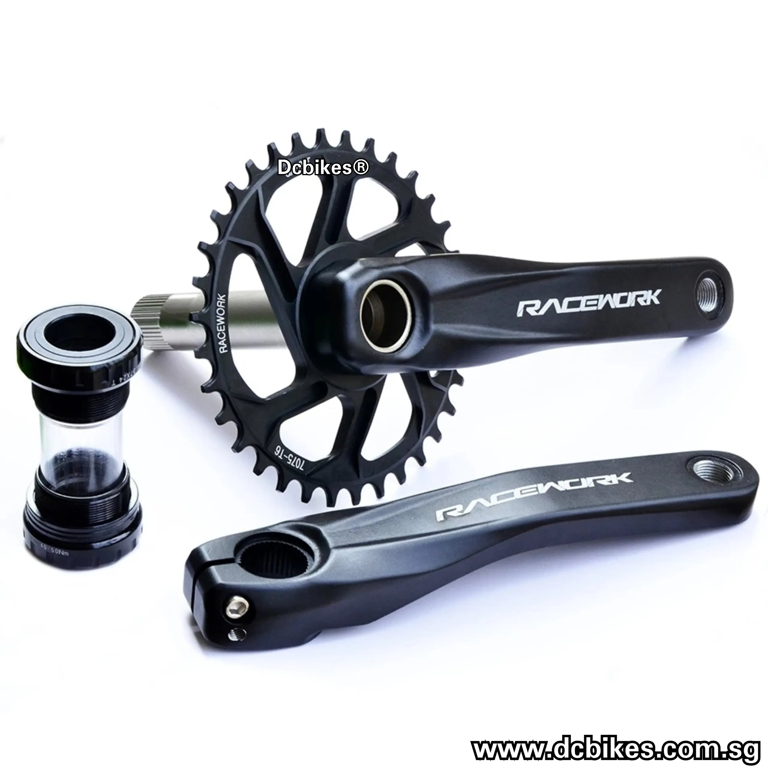 Racework Hollowtech Direct Mount Crank   32T | 34T | 36T | 38T 6mm Chain Ring 6mm Offset   BB Crankset