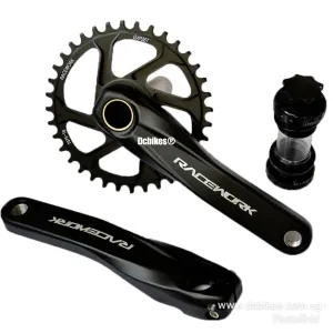 Racework Hollowtech Direct Mount Crank   32T | 34T | 36T | 38T 6mm Chain Ring 6mm Offset   BB Crankset